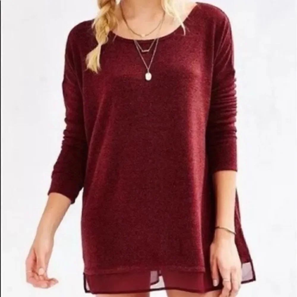 Silence + Noise burgundy Hannah oversized sweater
